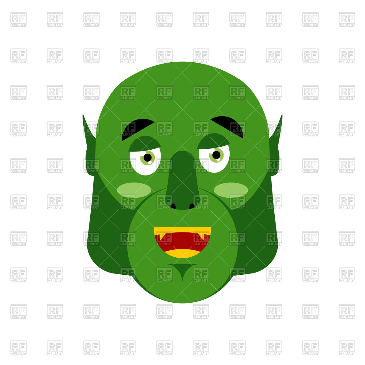 1200x1200 Ogre Happy Emoji. Goblin Merry Emotion. Royalty Free Vector Clip