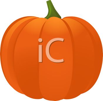 350x343 Clip Art Illustration Of A Bright Orange Pumpkin With Green Stem