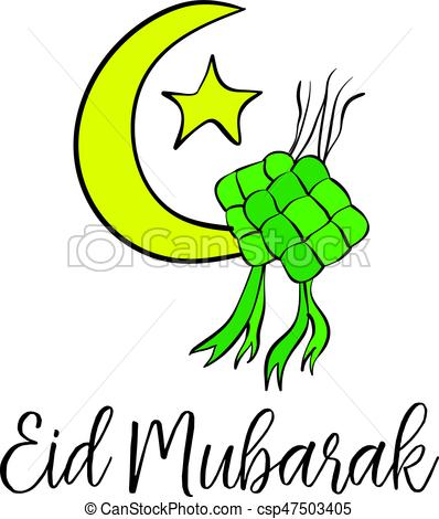 398x470 Eid Mubarak Theme Cute Greeting Card Vector Illustration Vector
