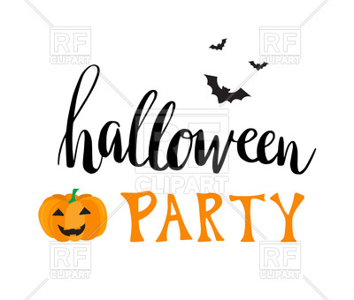400x340 Greeting Card For Halloween Party With Smiling Pumpkin And Bats