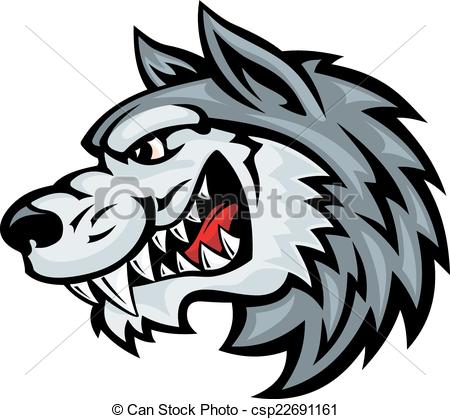 450x419 Cartoon Angry Wolf Head Isolated On White Background. Vector