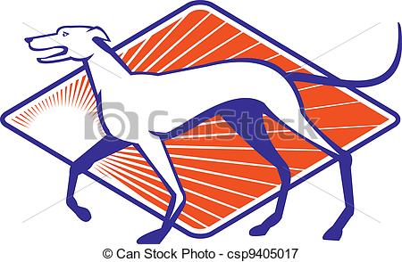 450x294 Greyhound Dog Walking Side Retro. Illustration Of A Vectors