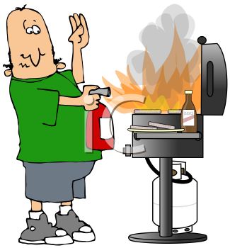 325x350 Cartoon Of A Dad Putting A Grill Fire