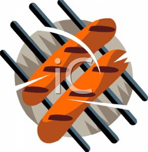 292x300 Clip Art Image Two Hot Dogs On The Grill