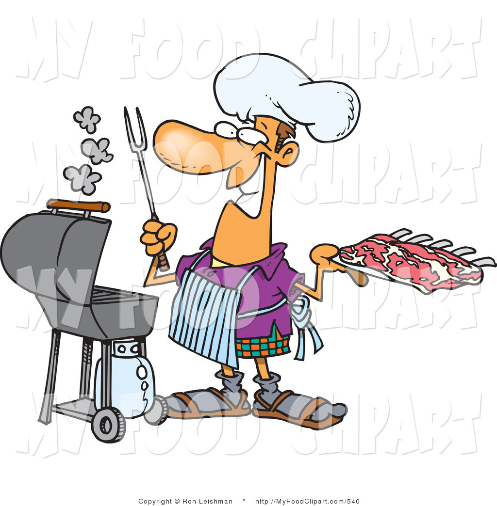1024x1044 Food Clip Art Of A Smiling Chef Man Preparing To Barbeque Ribs