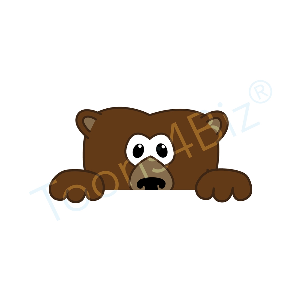 1000x1000 Grizzly Bear Mascot Peeking Over Clip Art