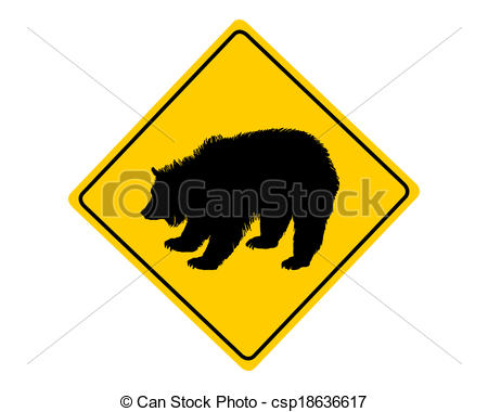 450x380 Grizzly Warning Sign Vector Clip Art