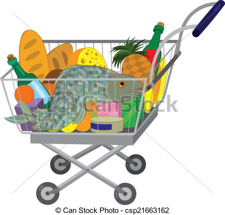 450x431 Illustration Of Cartoon Shopping Cart Full Of Groceries Clip
