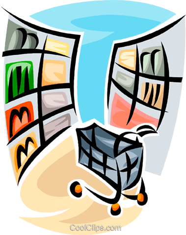379x480 Grocery Cart In A Food Store Royalty Free Vector Clip Art