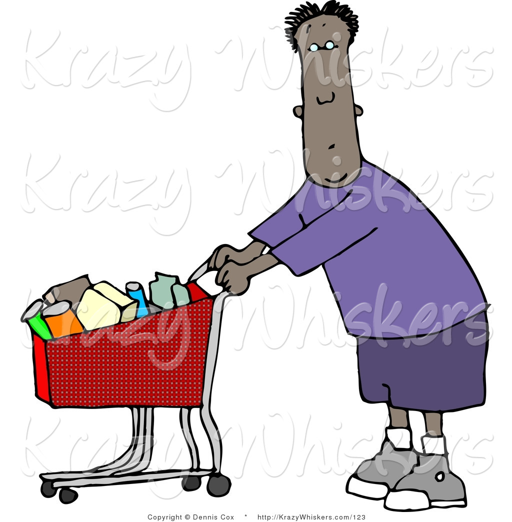 1024x1044 Critter Clipart Of An Ethnic Man Going Grocery Shopping