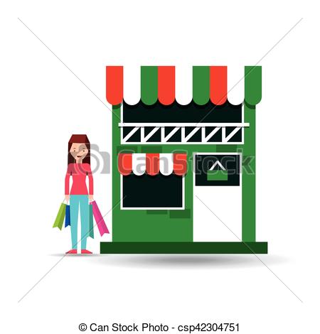 450x470 Lady Shopping Bags Gift Grocery Store Vector Illustration