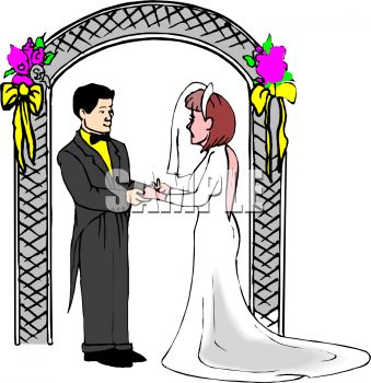 339x350 Royalty Free Clipart Image Bridend Groom Standing Under