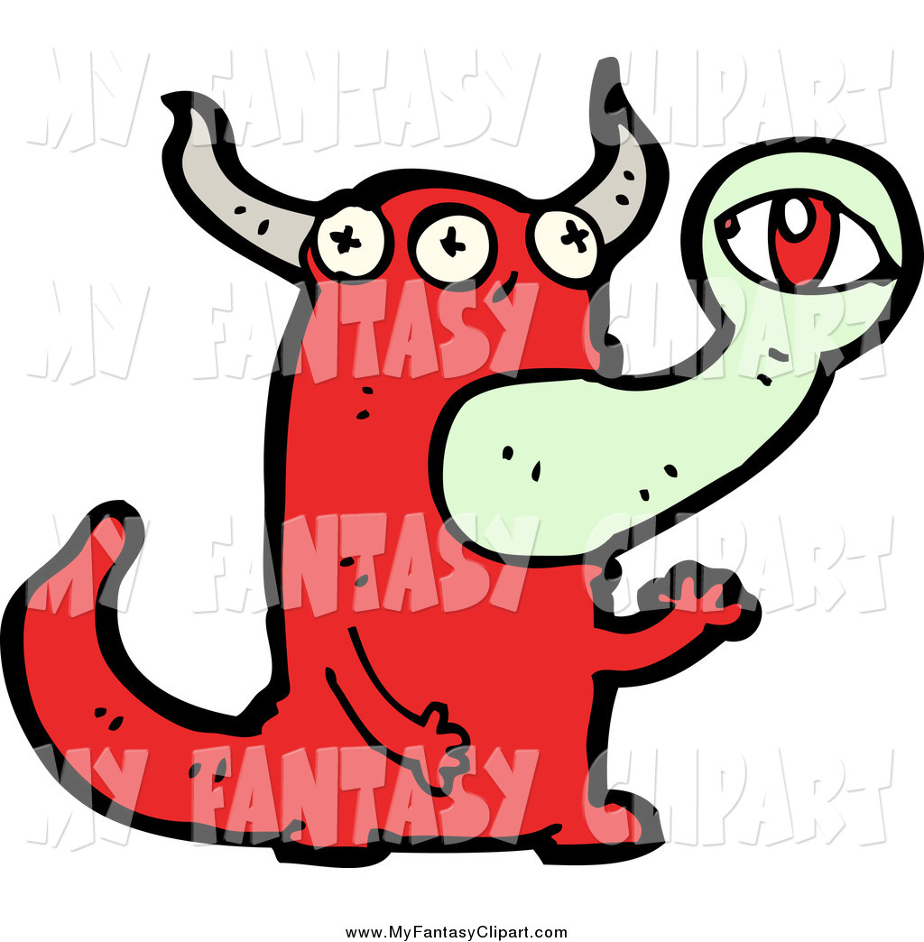 1024x1044 Clip Art Of A Red Monster Or Alien With An Eye Emerging From His