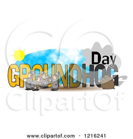 450x470 Clipart Of Groundhog Day Text With Men And Punxsutawney Phil