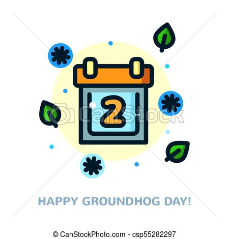 450x470 Groundhog Day Vector Illustration. Groundhog Day Greeting Eps