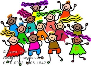 300x219 Clipart Illustration Of A Group Of Happy And Diverse Children