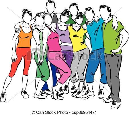 450x401 Fitness Group People Illustration Vectors Illustration
