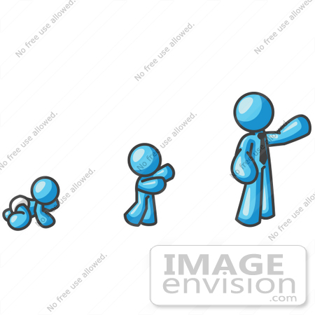 450x450 Clip Art Graphic Of A Sky Blue Guy Character Growing From A Baby