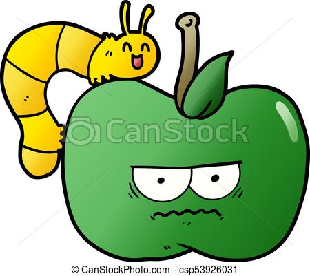 450x401 Cartoon Grumpy Apple And Caterpillar Vectors