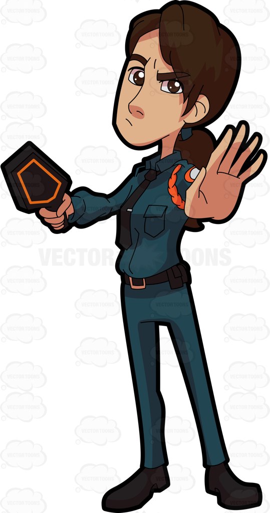 539x1024 A Female Guard Stopping Someone Cartoon Clipart Vector Toons
