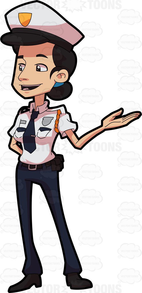 497x1024 A Friendly Lady Guard On Duty Cartoon Clipart Vector Toons