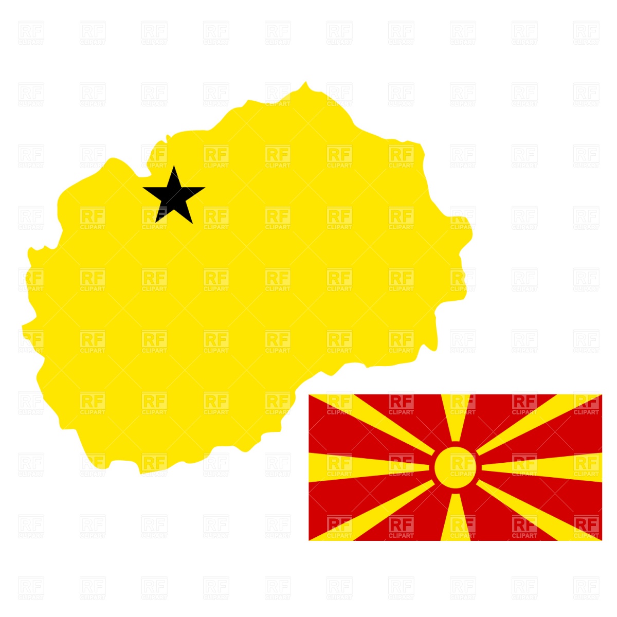 1200x1200 Macedonia Map And Flag Royalty Free Vector Clip Art Image