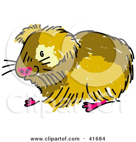 450x470 Clipart Illustration Of A Sketched Brown Guinea Pig By Prawny