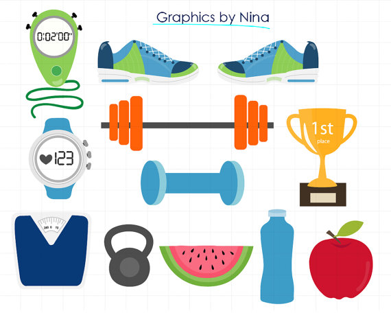 570x456 Instant Download Gym Clipart,fitness Clipart For Personal