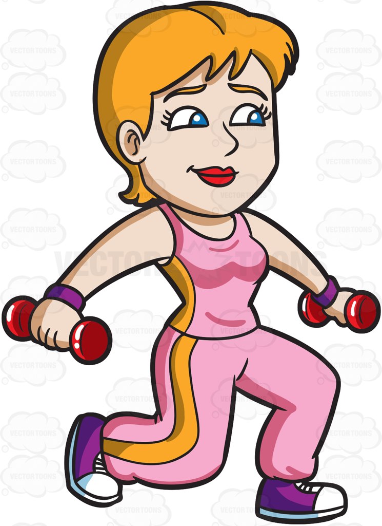 745x1024 A Woman Working Out In A Gym Cartoon Clipart Vector Toons