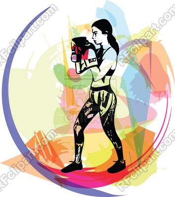 354x400 Boxing Training Woman In Gym Wear Gloves Royalty Free Vector Clip