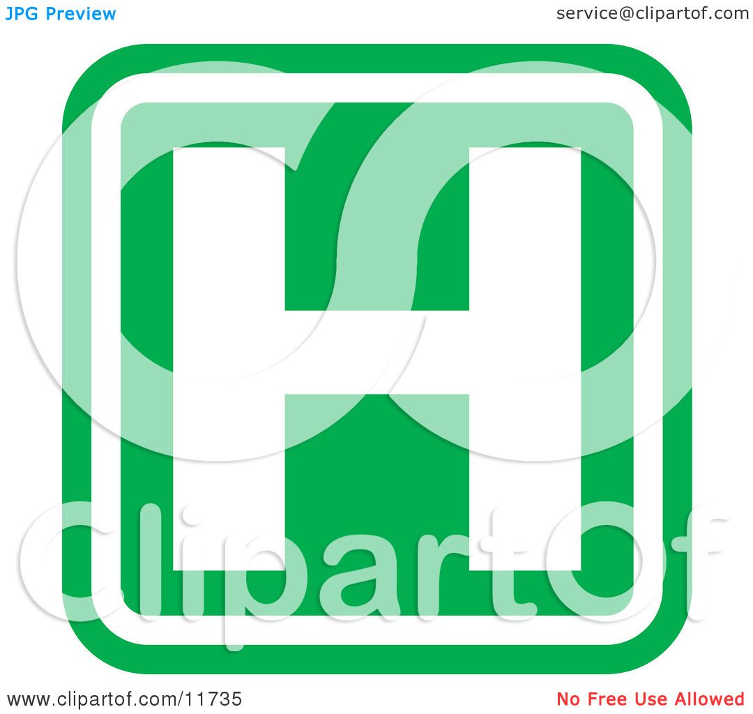 1080x1024 Green Hospital Sign With A White H Clipart Illustration By