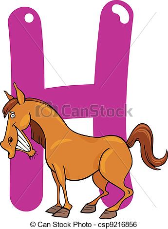 345x470 H For Horse. Cartoon Illustration Of H Letter For Horse Clip Art
