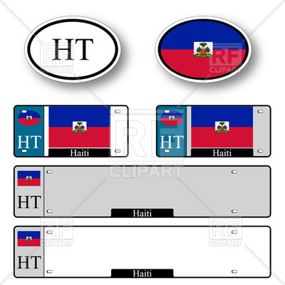 400x400 Template Of Car Plate Number With Flag Of Haiti And Oval Bumper