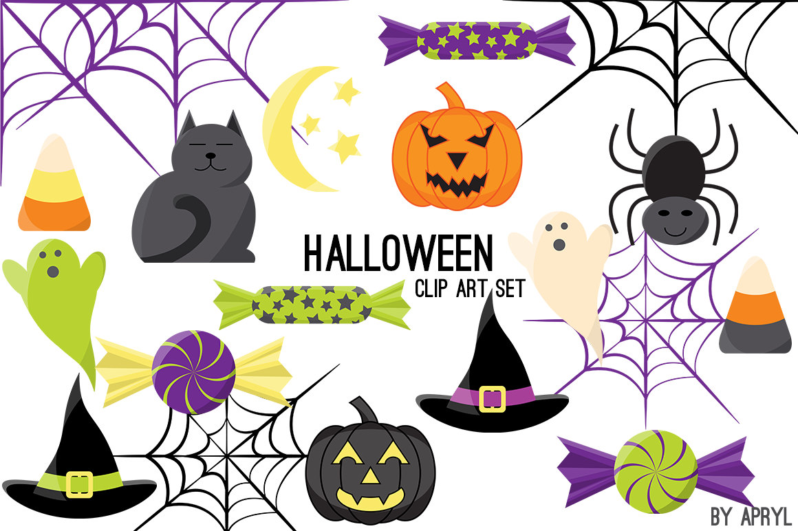 1160x772 Halloween Clipart Cat Bat Jack O Lantern Pumpkin Spider Web Candy