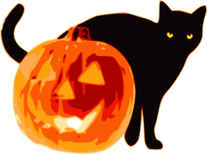 297x222 Halloween Cat With Pumpkin Clip Art