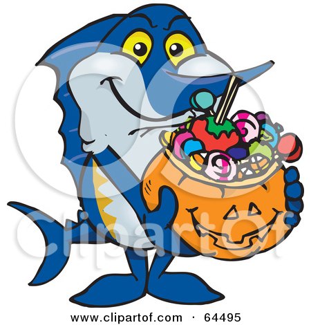 450x470 Clipart Of A Friendly Waving Marlin Fish Wearing Easter Bunny Ears