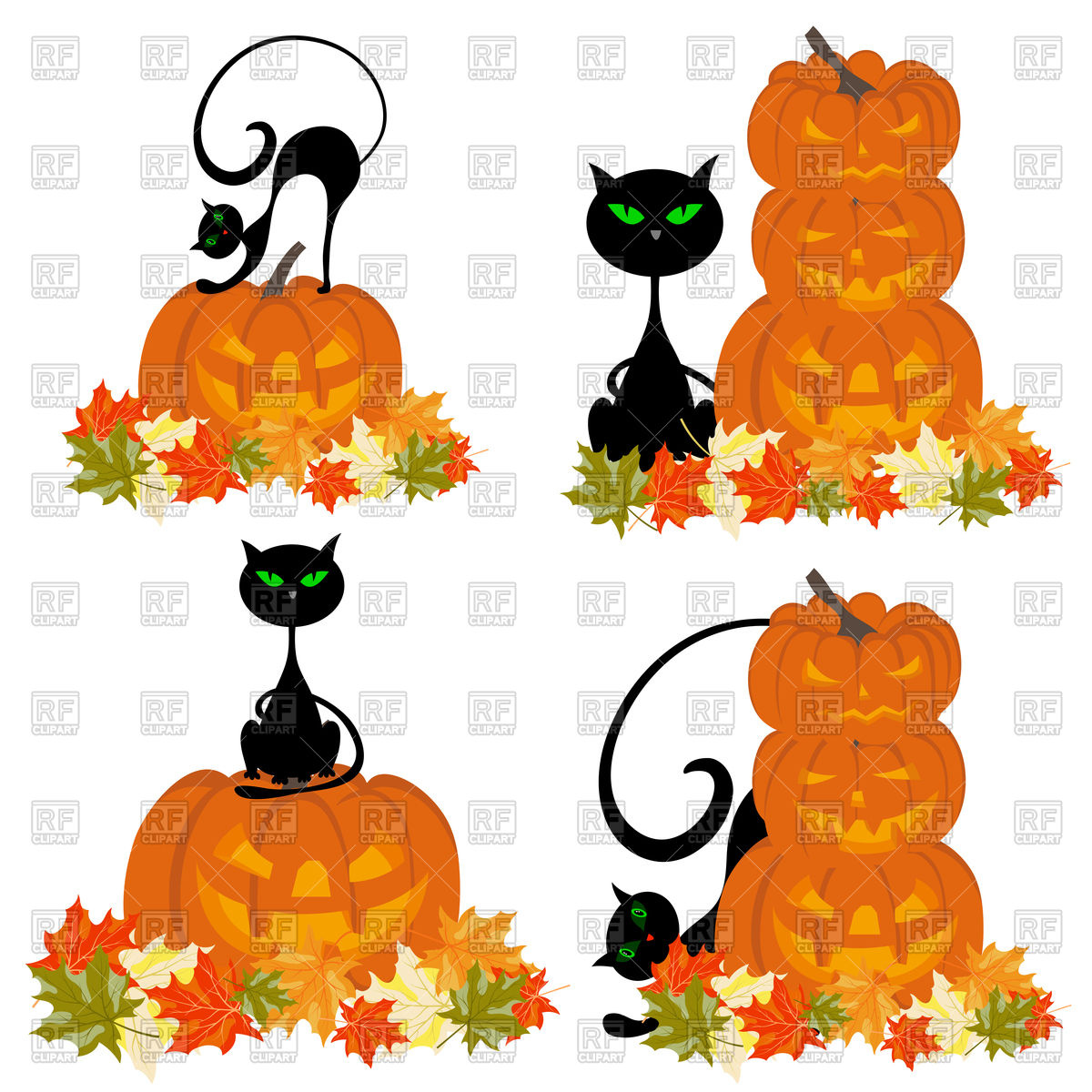 1200x1200 Halloween Pumpkin And Cat Royalty Free Vector Clip Art Image