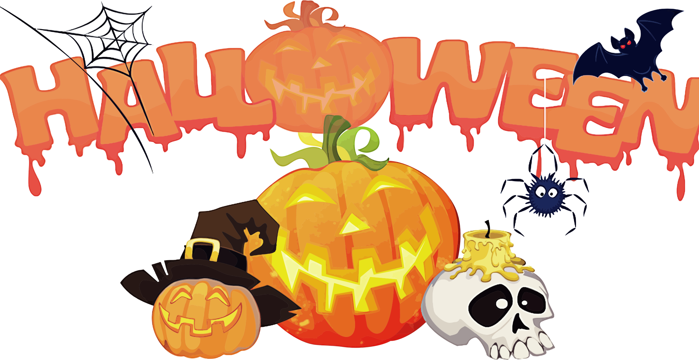2400x1236 Halloween Decorations Background Icons Png