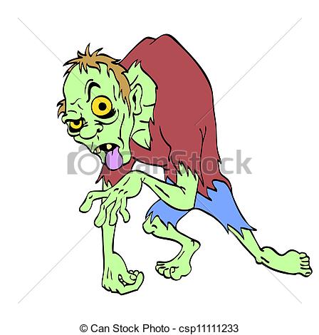 448x470 Zombie Halloween Monster. Hand Drawn Cartoon Of A Creepy