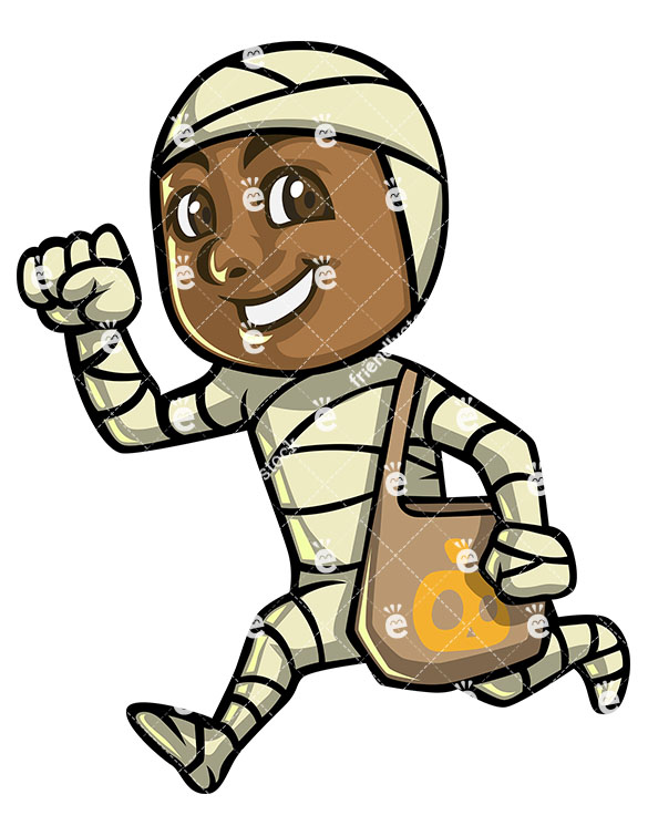 585x755 Little Black Boy Mummy Trick Or Treating Vector Clipart