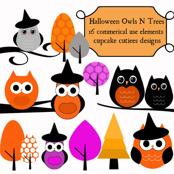 600x600 Cute Owl Halloween Clipart