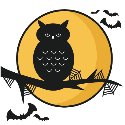 432x432 Halloween Owl Scene Svg Scrapbook Title Svg Cutting Files Crow Svg
