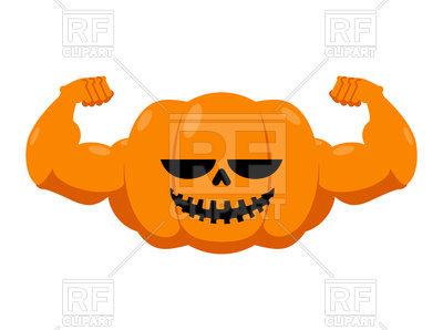400x298 Halloween Pumpkin With Muscles Royalty Free Vector Clip Art Image