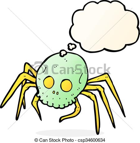 450x461 Cartoon Spooky Halloween Skull Spider With Thought Bubble Vectors