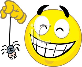 350x285 Royalty Free Clip Art Image Smiley Character Playing With A Spider
