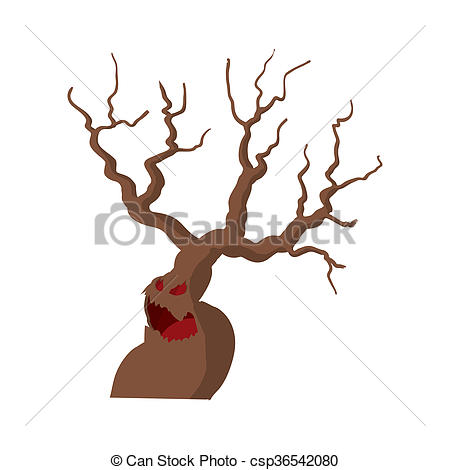 450x470 Halloween Scary Tree Icon, Cartoon Style Halloween Scary