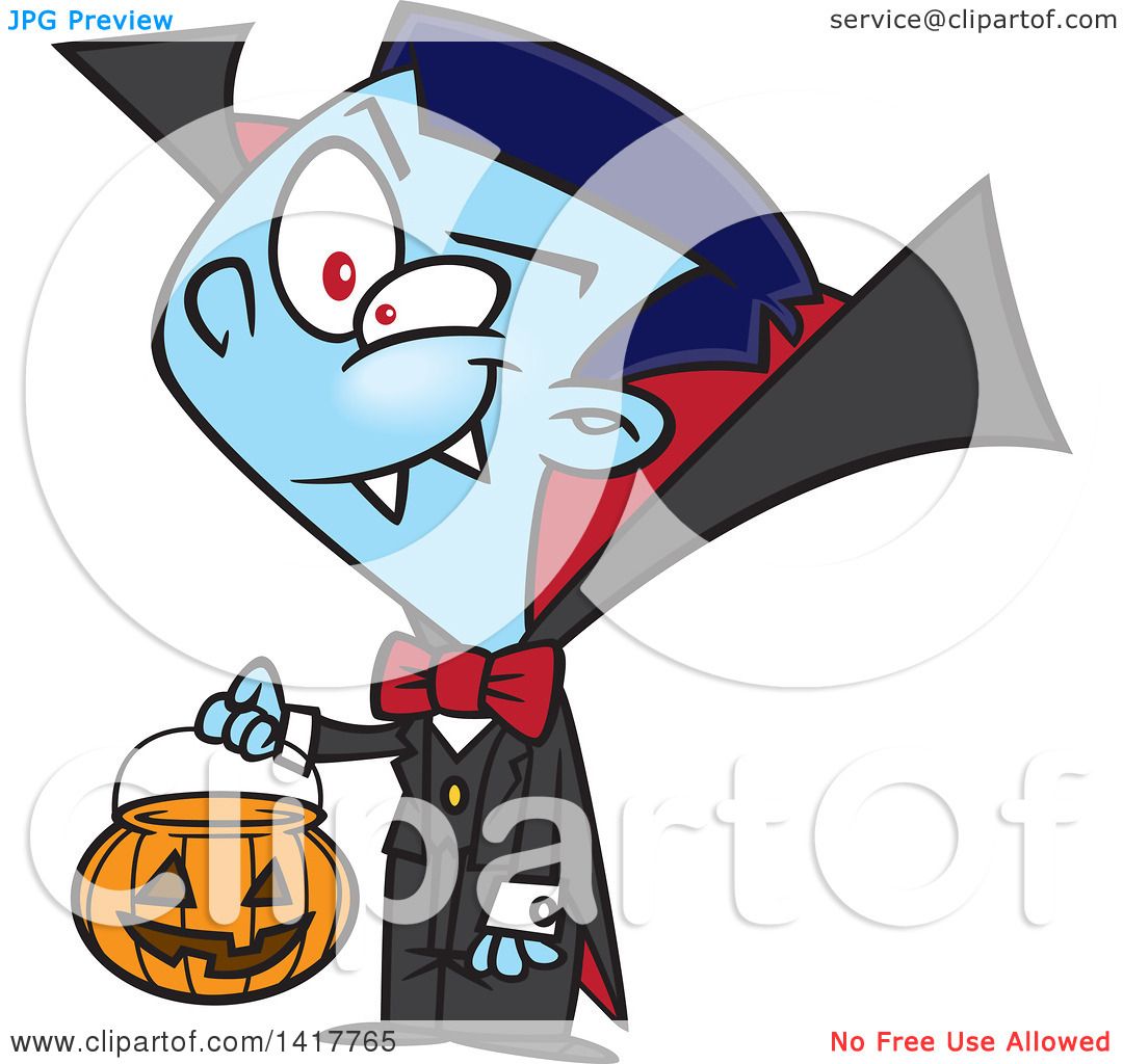 1080x1024 Clipart Of A Cartoon Vampire Boy Trick Or Treating On Halloween