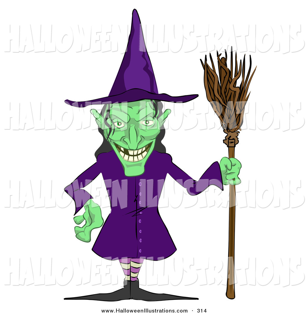 1024x1044 Halloween Clip Art Of An Ugly Green Witch With A Magic Broom By