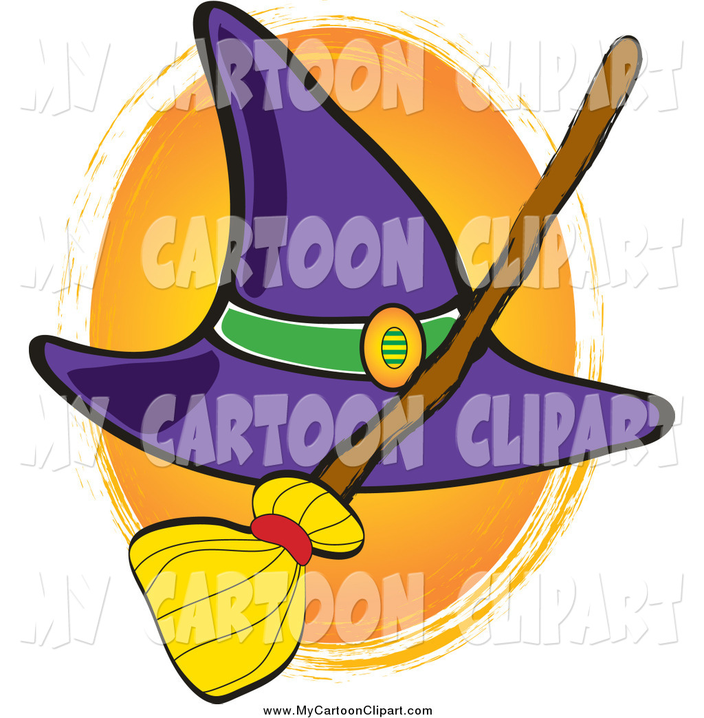 1024x1044 Clip Art Of A Purple Witch Hat With A Straw Broom On Halloween By