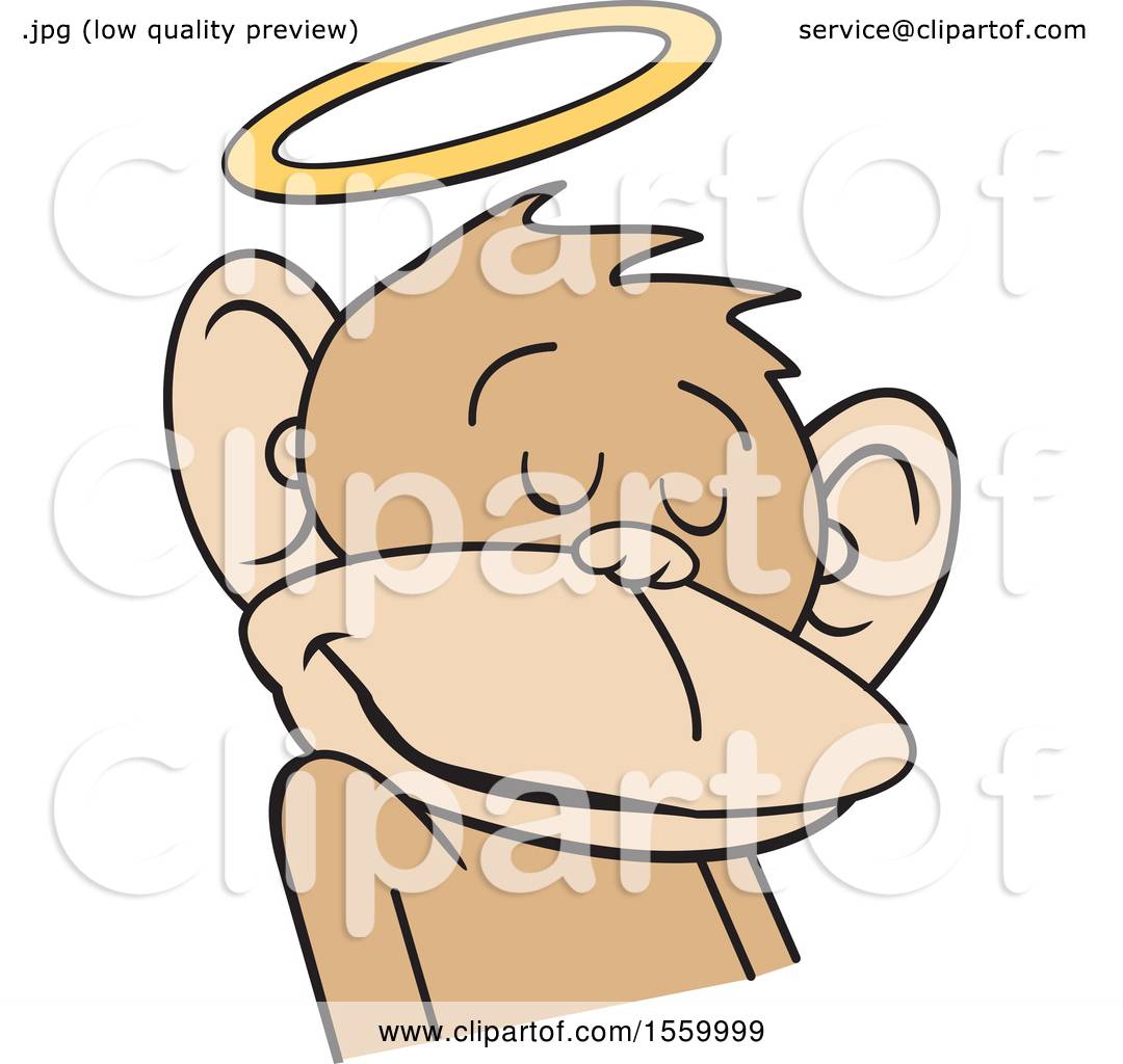 1080x1024 Clipart Of A Do No Evil Innocent Monkey With A Halo